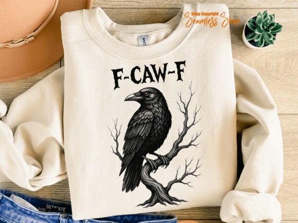 F-Caw-F Halloween Raven Funny Bird Quote Graphics and T-Shirt Designs