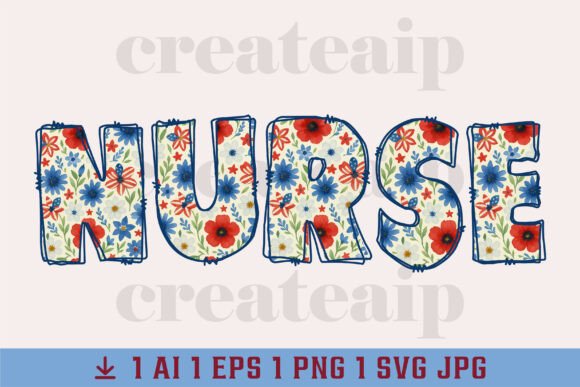 Floral Boho Nurse 4th of July USA PNG for Blog and Website Graphics