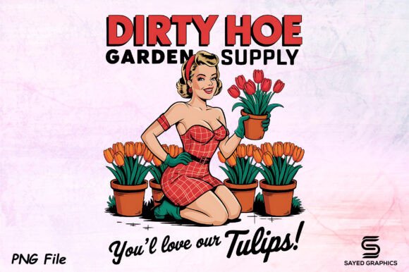 Funny Retro Sassy Lady Plant Lover PNG for T-Shirt Designs