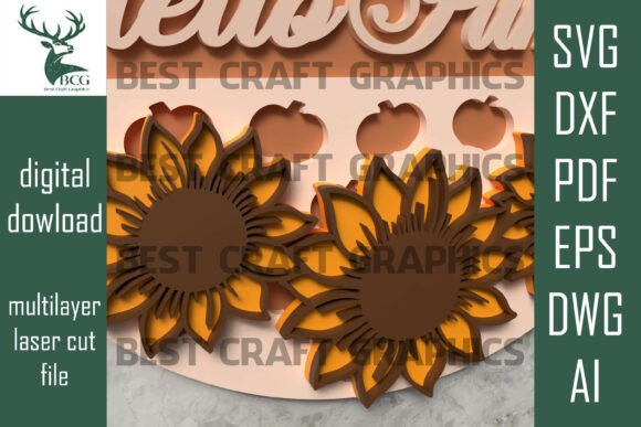 Hello Pumpkin Sunflower SVG Sign for Autumn Amp Laser Cutting