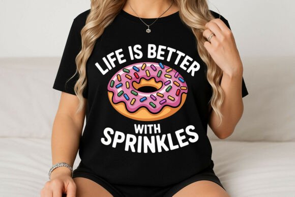 Life is Better with Sprinkled Donut Graphic for T-Shirt Designs