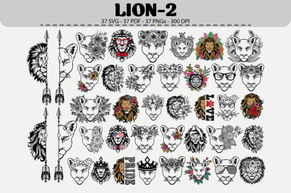 Lion Clipart Bundle – 37 Designs for Graphics & Illustrations