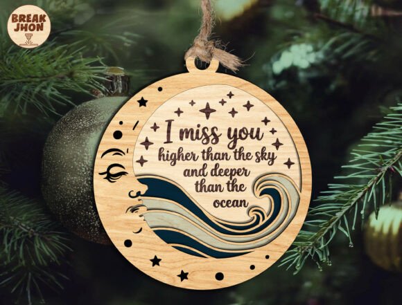 Miss You Ocean Moon SVG Ornament Graphics for Laser Engraving