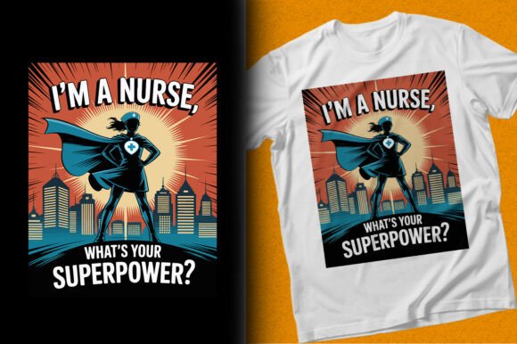 Nurse Superpower Girl PNG T-shirt Design Graphics
