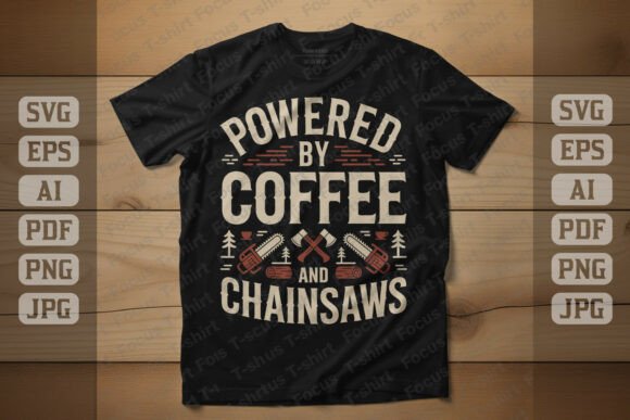 Powered by Coffee and Chainsaws Graphics for T-Shirt Designs