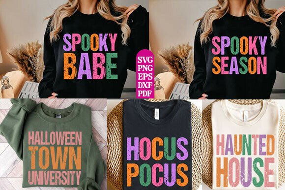 Retro Halloween PNG Bundle Spooky Season Graphics